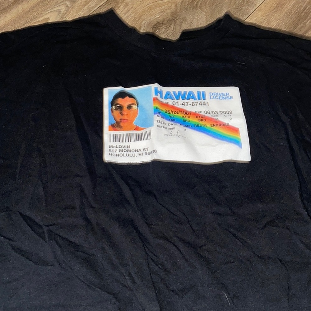 Super bad mclovin t shirt.